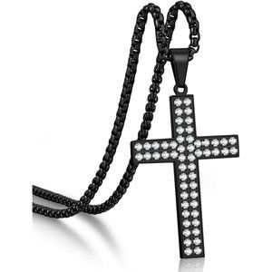 Men Stainless Steel Crucifix Cross Jesus Christ Pendant Necklace